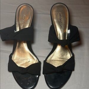 Antonio Melani Women’s Black Slip-On Mules Sandals Size 9M VGUC